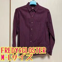 FREDY&GLOSTERレジメンタルストライプシャツブラウスM-Lサイズ赤系のサムネイル