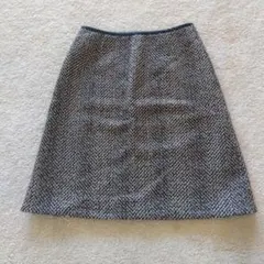 IENAタイトスカート ひざ丈 黒と白ツイード 34