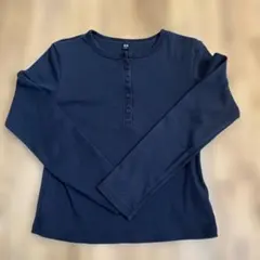 UNIQLO リブヘンリーネック　ブラック　長袖Tシャツ Lサイズ