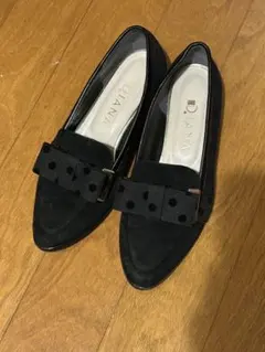 DIANA ブラックローファー ポルカドットリボン付き