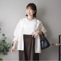 LAUMEOMI フード付きシアーシャツ アイボリー