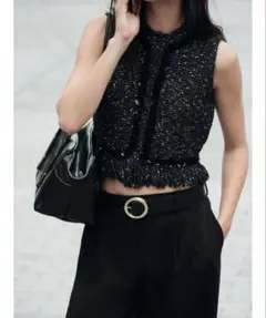 【新品み使用・タグ付き】ZARA フリンジ　スパンコール　ニットベスト