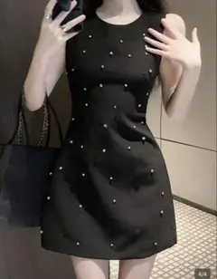 ブラック 黒　ラインストーン ドレス ワンピース　XS 新品未使用♡ shein