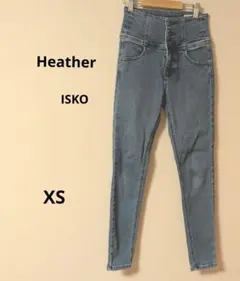 ヘザー ISKO【XS】 ハイウエスト スキニー デニム ストレッチ ブルーのサムネイル