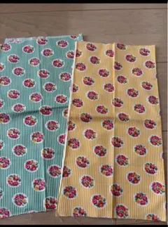 花柄プリント綿生地セット（緑・黄色）