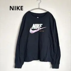 NIKE ナイキ　ロンT 長袖 ロング カットソー Tシャツ 薄手　ロゴ 黒　L