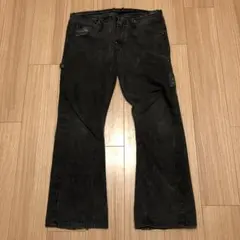 リンチシルバースミス ヘビーゲージ ブラックデニム ウエスコ レザー フレア