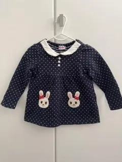 ミキハウス うさぎ 刺繍 トレーナー チュニック ワンピース風 女の子 90