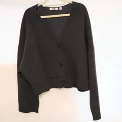 【UNIQLO】 ダークグレー Vネック カーディガン Mサイズ