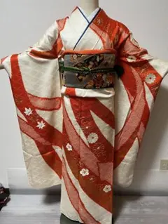 正絹アンティーク振袖長襦袢セット日本刺繍　特注品