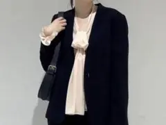 moi salon et ropé ボウタイブラウス Vネック