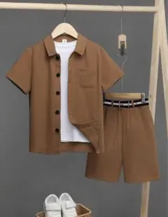 SHEIN 半袖シャツ➕ズボン　セットアップ ブラウン 128〜134cm 9Y