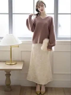 【GRL】ジャガードフレアスカート k8593b