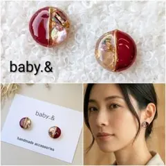 【№019】 レジンピアス ハンドメイドイヤリング アクセサリー レッド