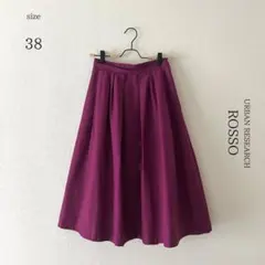 【アーバンリサーチROSSO】タックイン膝下フレアスカート【38】パープル