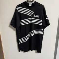 【美品】B&W ストライプデザインシャツ ブラック