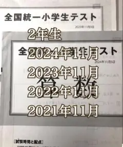 全国統一小学生テスト2年生　2024年2023年　2022年2021年　11月