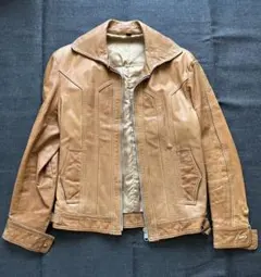 80s 革ジャン レザージャケット キャメルS-M
