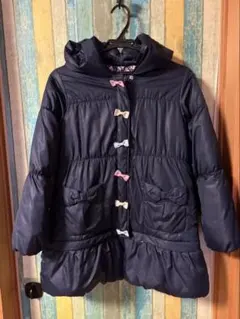 ネイビー リボン付きボタン コート150女の子