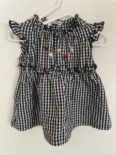 最終お値下げ！！★新品★ ファミリア トップス 黒 ギンガムチェック 90cm