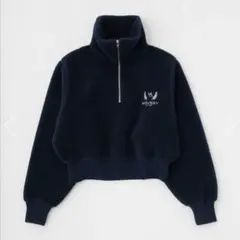 MOUSSY ネイビー ボアジャケット ハーフジップ