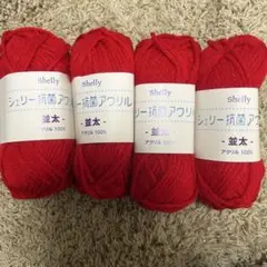 Shelly 赤 アクリル毛糸 並太 4玉