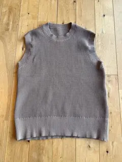 【美品】MUJI ブラウンベージュ ニットベスト S-M