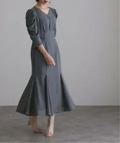 パーティードレス ボリュームスリーブ ワンピースお呼ばれ 結婚式 二次会