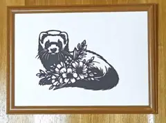 切り絵　フェレットちゃん