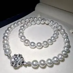 綺麗✨テリ強 あこや 真珠 ナチュラルブルー 44.5cm 7.5-7.9mm