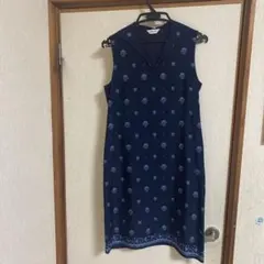 peyton place ネイビー 花柄 ノースリーブ ワンピース