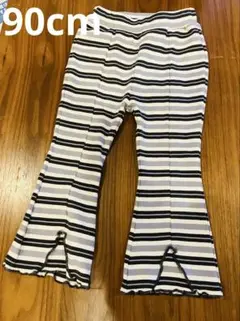 ボーダー柄メロウ加工フレアパンツ 90cm