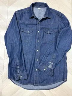 美品 GU メンズデニムウエスタンシャツ ダークカラー※Lサイズ※ユニセックス