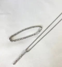 ラインストーン ネックレス テニスブレスレット セット