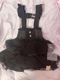 ♥︎ LIZLISA サスペンダー付ティアードスカパン ブラック♥︎