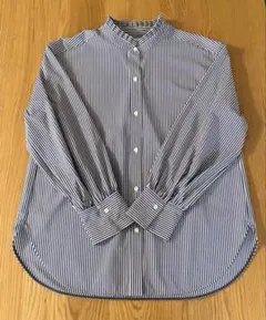 美品！グリーンレーベルリラクシング フリルネックギャザーブラウス　フリー