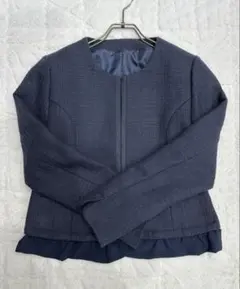 C.D.S BASIC ツイード 裾フリル ノーカラー ジャケット {美品}