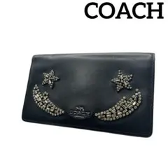 【COACH】 コーチ スタッズ ブラック レザー 長財布 ブランド ウォレット