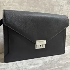 H307 良品✨バーバリー　セカンドバッグ　クラッチバッグ　レザー　ブラック