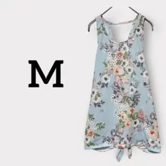 ❣️美品❣️ノースリーブ チュニック 【M】水色 花柄 かわいい