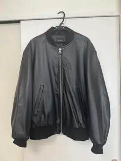 BEAMS ブラック レザーボンバージャケット M