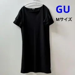 ［486］GU 黒 Mサイズ フリル袖 ワンピース