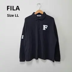 FILA フィラ ワッペンロゴ刺繍 ナンバリング 綿100% 長袖ポロシャツのサムネイル