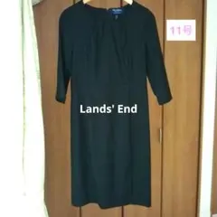 【美品】ランズエンド　ワンピース　黒　五分丈袖11号　ブラックフォーマル