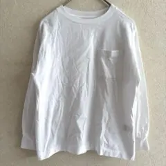 GU ジーユー キッズ コットン ポケット Tシャツ 長袖 ロンT 白 130