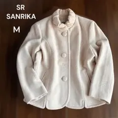 SR SANRIKA リーフ柄 アイボリー アンゴラ混 ショートコートMサイズ