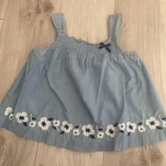 familiar 刺繍入りブルータンクトップ 90