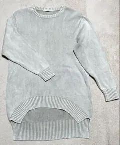 KBF 長袖　カーキ　セーター　コットン　チュニック　フリーサイズ