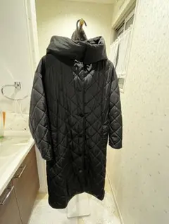 《ZARA》キルティングロングコート　ブラック