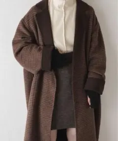 kastane チェックリバーシブルチェスターロングコート